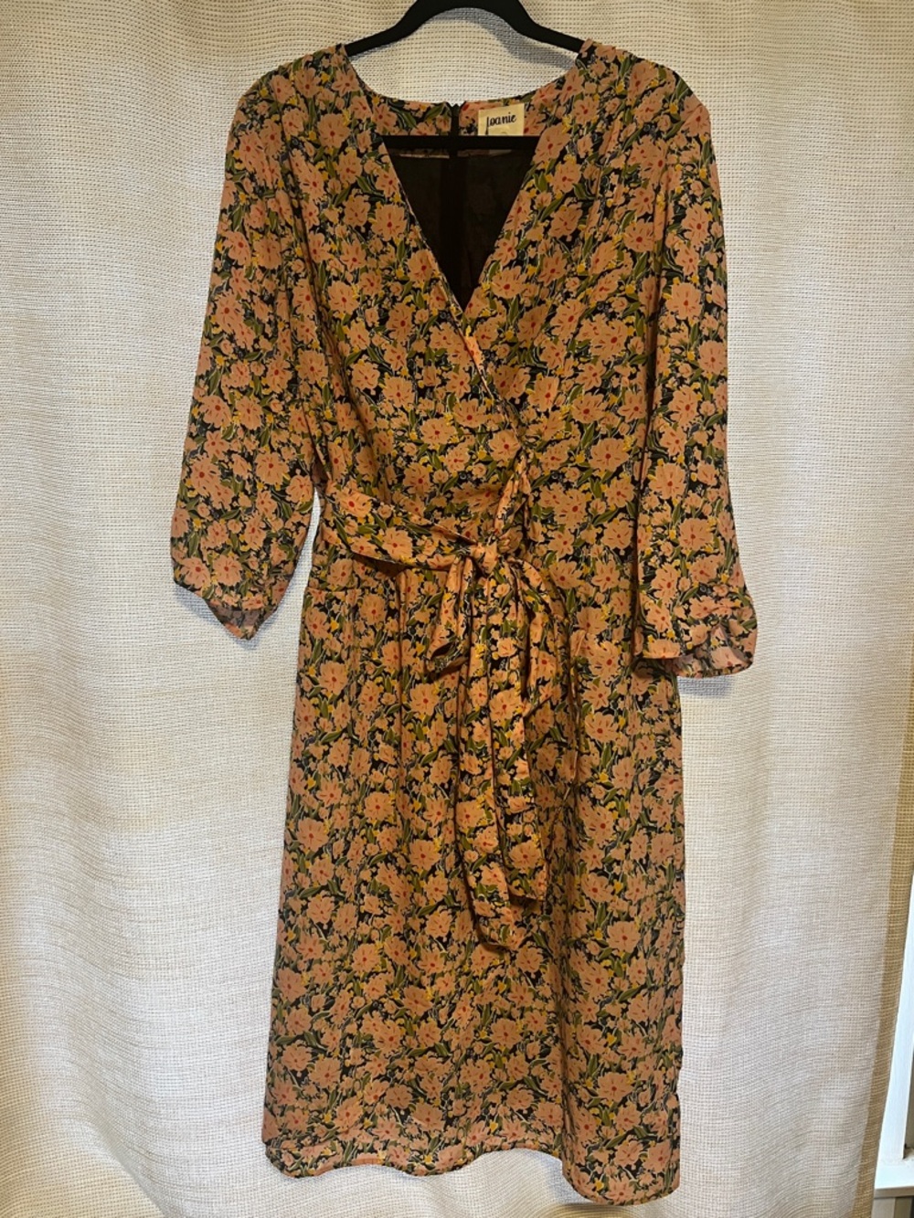 Joanie Wrap Tea Dress spring pink floral cute XL 16 pretty wedding guest plus